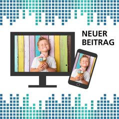 Speiseeis Niedersachsen: Auf einem Bildschirm und einem Smartphone ist ein Junge mit einem großen Eis zu sehen.